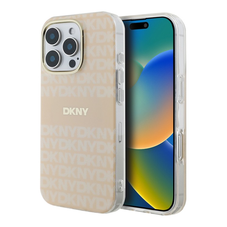 DKNY для iPhone 16 Pro Max чехол PC/TPU Repeat texture Tonal stripe Pink (MagSafe)