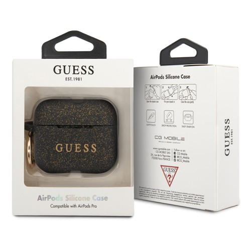 Чехол Guess Silicone с кольцом для Airpods Pro, черный