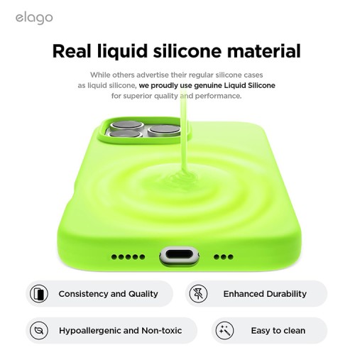 Elago для iPhone 16 Pro Max чехол Soft silicone (Liquid) Lime Green