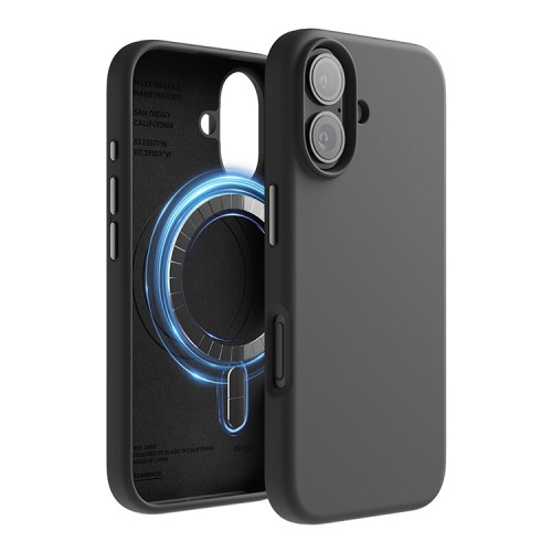 Elago для iPhone 16 чехол Soft silicone (Liquid) Black (MagSafe)