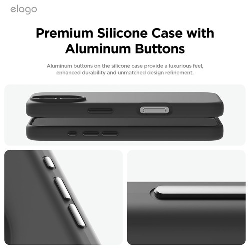 Elago для iPhone 16 чехол Soft silicone (Liquid) Black (MagSafe)