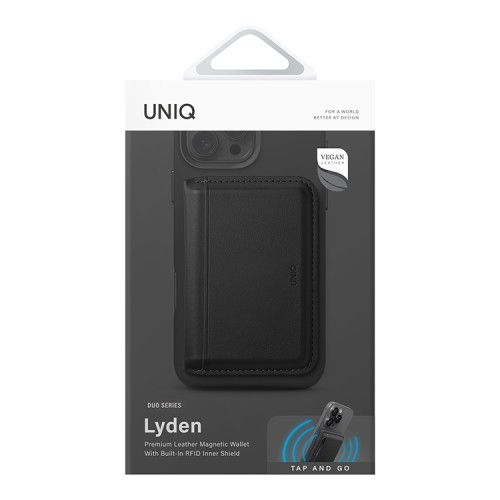 Uniq магн. бумажник Lyden DS Magnetic RFID-blocking wallet Dallas Black/Flint Grey