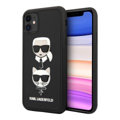 Чехол Karl Lagerfeld 3D Rubber Karl and Choupette Hard для iPhone 11, черный
