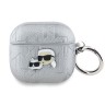Karl Lagerfeld для Airpods 4 чехол PU Saffiano Monogram with ring NFT Metal Head Karl & Choupette Silver