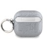Karl Lagerfeld для Airpods 4 чехол PU Saffiano Monogram with ring NFT Metal Head Karl & Choupette Silver