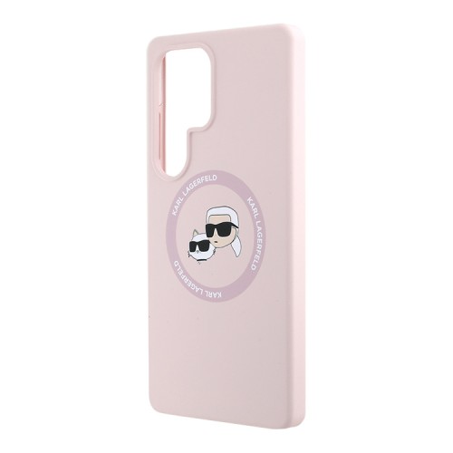 Karl Lagerfeld для Galaxy S25 Ultra чехол Liquid Silicone NFT Karl & Choupette Head Hard Pink (MagSafe)