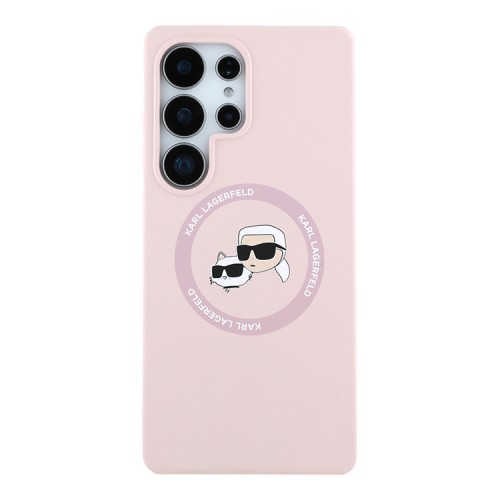 Karl Lagerfeld для Galaxy S25 Ultra чехол Liquid Silicone NFT Karl & Choupette Head Hard Pink (MagSafe)