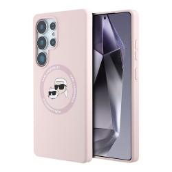 Karl Lagerfeld для Galaxy S25 Ultra чехол Liquid Silicone NFT Karl & Choupette Head Hard Pink (MagSafe)
