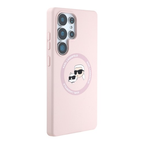 Karl Lagerfeld для Galaxy S25 Ultra чехол Liquid Silicone NFT Karl & Choupette Head Hard Pink (MagSafe)