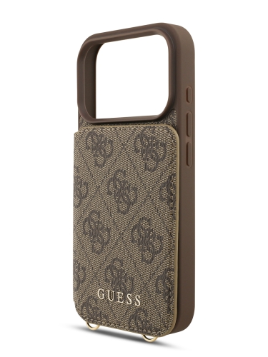 Guess для iPhone 17 Pro чехол Crossbody cardslots magnetic 4G Hard Brown