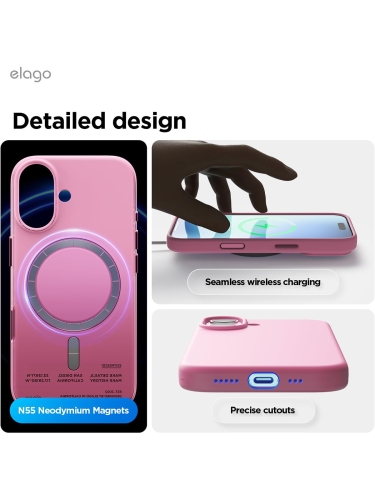 Elago для iPhone 17 чехол Magnetic Silicone Hot Pink (MagSafe)