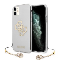 Чехол Guess 4G Big logo Hard Transparent +Gold charm для iPhone 11