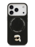 Karl Lagerfeld для iPhone 17 Pro Max чехол PU NFT Karl head Metal pin & Camera Hard Black (MagSafe)