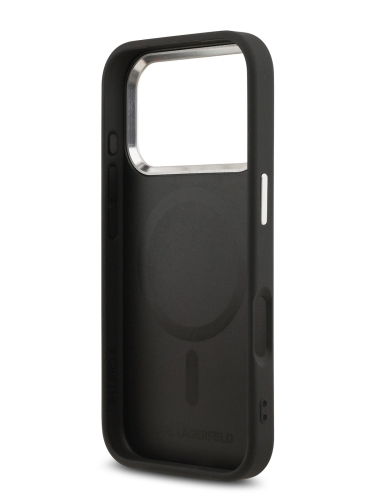 Karl Lagerfeld для iPhone 17 Pro Max чехол PU NFT Karl head Metal pin & Camera Hard Black (MagSafe)