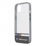 Чехол BMW Motorsport Tricolor Stripe Hard Transparent для iPhone 13, черный