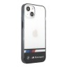 Чехол BMW Motorsport Tricolor Stripe Hard Transparent для iPhone 13, черный