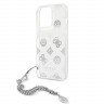 Чехол Guess Peony Hard Transparent +Silver hand chain для iPhone 13 Pro, серебристый