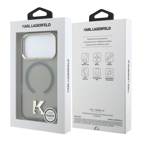 Karl Lagerfeld для iPhone 17 Pro Max чехол IML K HEAD Metal logo & Camera Hard Black (MagSafe)