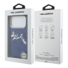 Karl Lagerfeld для iPhone 17 Pro чехол IML NFT Choupettes Script logo Metal Cam Blue (MagSafe)
