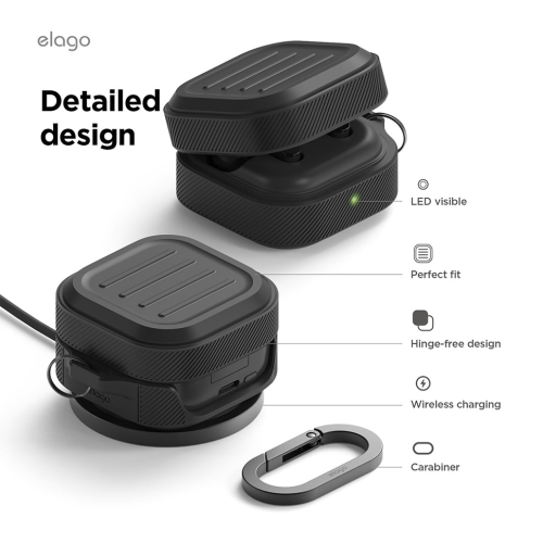Elago для Galaxy Buds 4/4 Pro чехол Armor Silicone Hang case Black