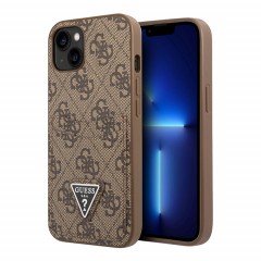 Чехол Guess PU 4G Double cardslot Metal triangle logo Hard для iPhone 13, коричневый
