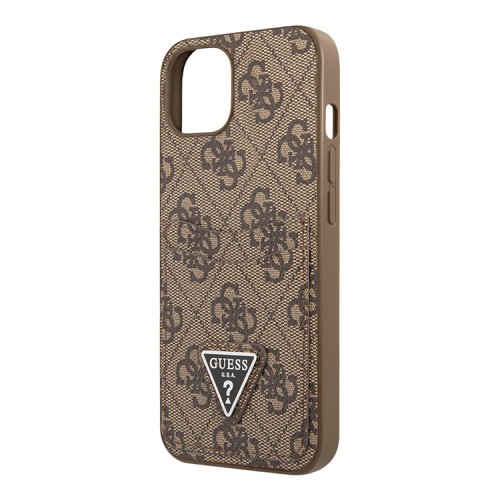 Чехол Guess PU 4G Double cardslot Metal triangle logo Hard для iPhone 13, коричневый