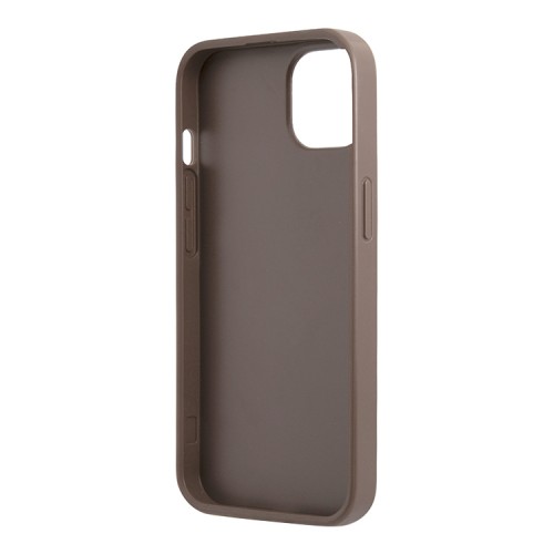 Чехол Guess PU 4G Double cardslot Metal triangle logo Hard для iPhone 13, коричневый