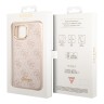 Чехол Guess PU 4G Script metal logo Hard для iPhone 14, розовый