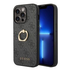 Чехол Guess PU 4G + Ring Hard для iPhone 14 Pro, серый