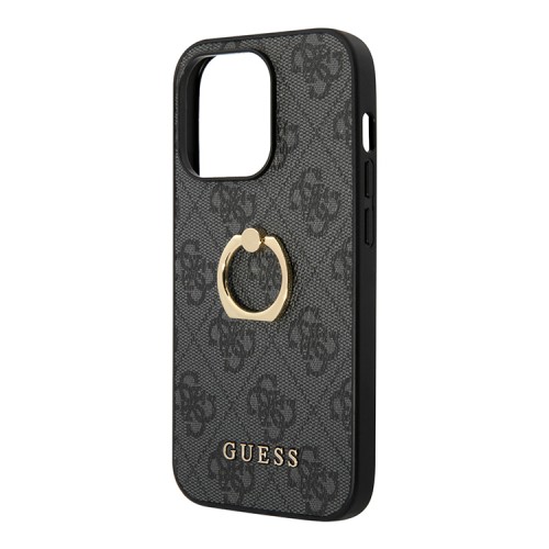 Чехол Guess PU 4G + Ring Hard для iPhone 14 Pro, серый