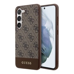 Чехол Guess PU 4G Bottom stripe Metal logo Hard для Galaxy S23 Plus, коричневый
