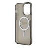 Чехол Guess Glitter Metal outline Hard для iPhone 13 Pro, черный/золотой (MagSafe)