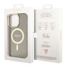 Чехол Guess Glitter Metal outline Hard для iPhone 13 Pro, черный/золотой (MagSafe)