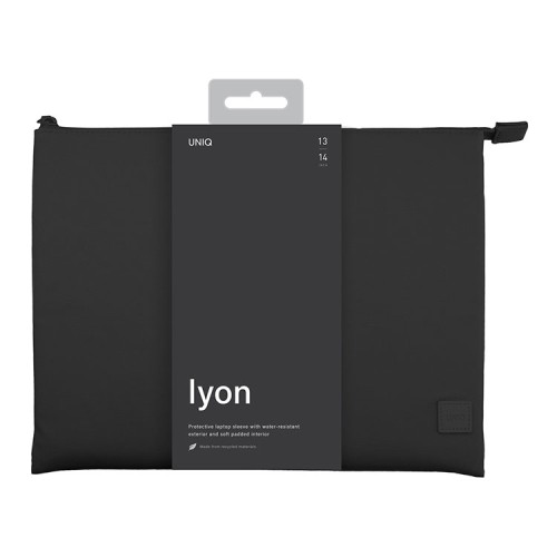 Uniq для ноутбуков 14" чехол LYON RPET fabric Laptop sleeve (snug-fit) Midnight Black