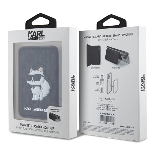 Karl Lagerfeld магнитный бумажник-подставка Wallet MagSafe Cardslot Stand Saffiano Monogram NFT Choupette Black