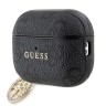 Guess для Airpods Pro 2 чехол PU leather 4G with metal logo and Diamond charm Black