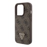 Guess для iPhone 15 Pro Max чехол PU 4G Triangle Diamond metal logo Hard Brown