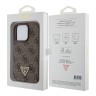 Guess для iPhone 15 Pro Max чехол PU 4G Triangle Diamond metal logo Hard Brown