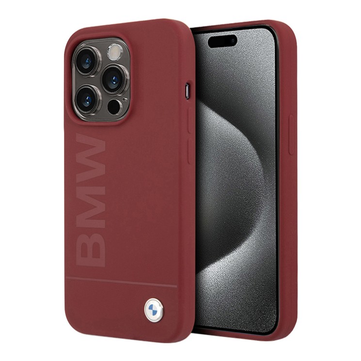 BMW для iPhone 15 Pro чехол Signature Liquid silicone Laser logo Hard Red (MagSafe)