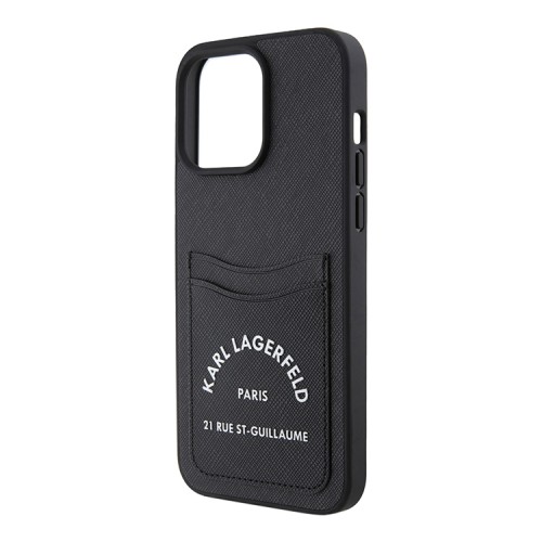 Karl Lagerfeld для iPhone 13 Pro Max чехол Cardslot PU Saffiano RSG 3D rubber logo Hard Black