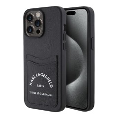 Karl Lagerfeld для iPhone 13 Pro Max чехол Cardslot PU Saffiano RSG 3D rubber logo Hard Black