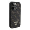 Guess для iPhone 15 Pro чехол PU 4G Gold pattern Triangle metal logo Hard Black