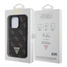 Guess для iPhone 15 Pro чехол PU 4G Gold pattern Triangle metal logo Hard Black