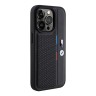 BMW для iPhone 15 Pro чехол PU Perforated Tricolor stripes Metal logo Hard Black