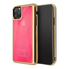 Чехол Guess Liquid Glitter Glow in Dark Sand Hard для iPhone 11 Pro, розовый
