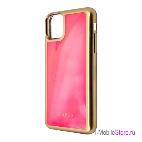 Чехол Guess Liquid Glitter Glow in Dark Sand Hard для iPhone 11 Pro, розовый