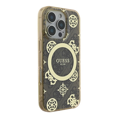 Guess для iPhone 16 Pro чехол PC/TPU 4G Peony Brown (MagSafe)