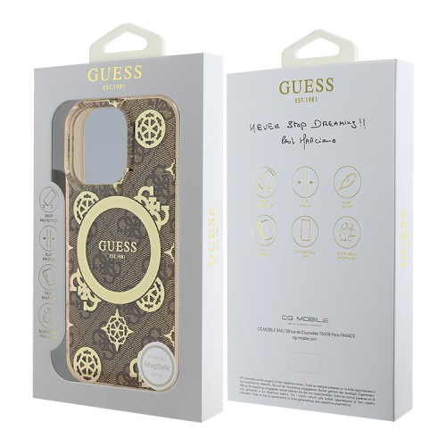 Guess для iPhone 16 Pro чехол PC/TPU 4G Peony Brown (MagSafe)
