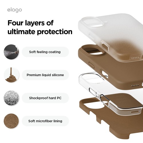 Elago для iPhone 16 чехол Soft silicone (Liquid) Brown