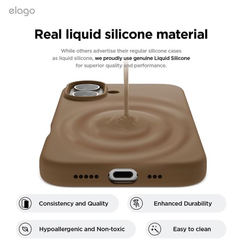 Elago для iPhone 16 чехол Soft silicone (Liquid) Brown